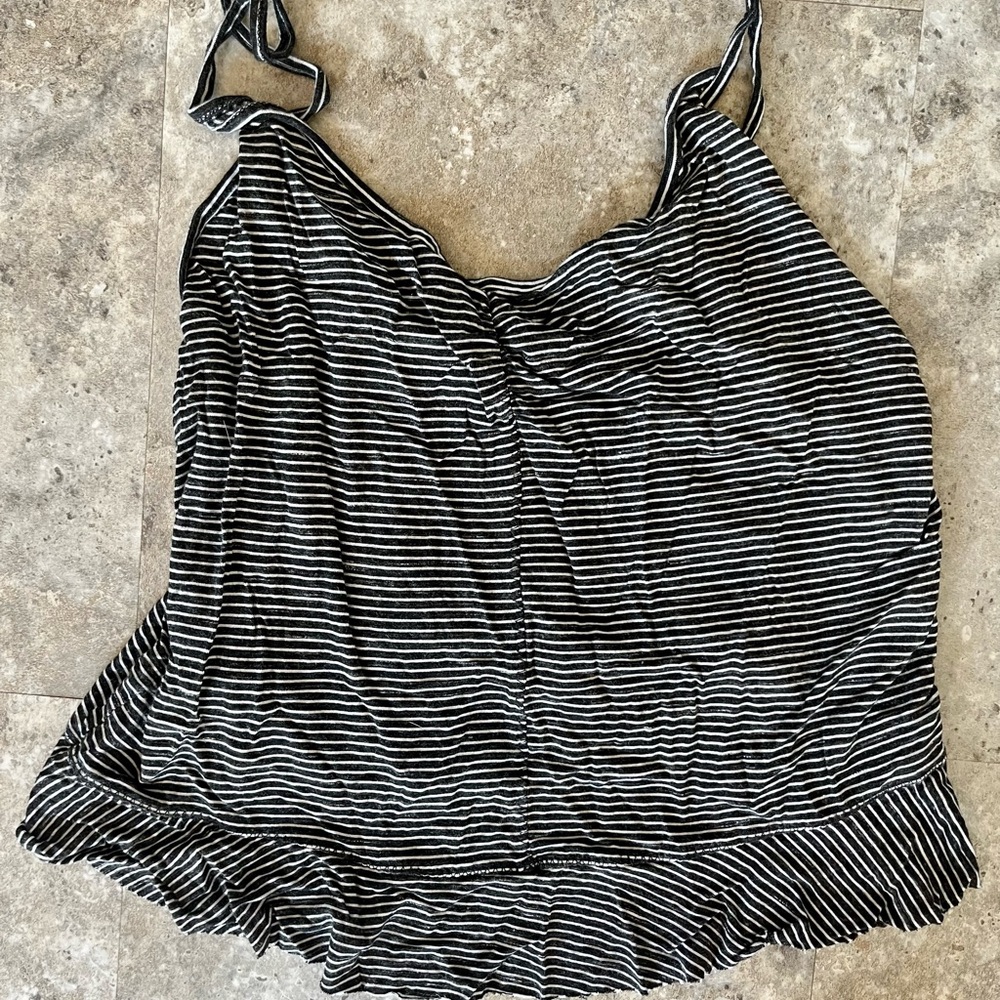 American Eagle Black and White Striped Tank, M